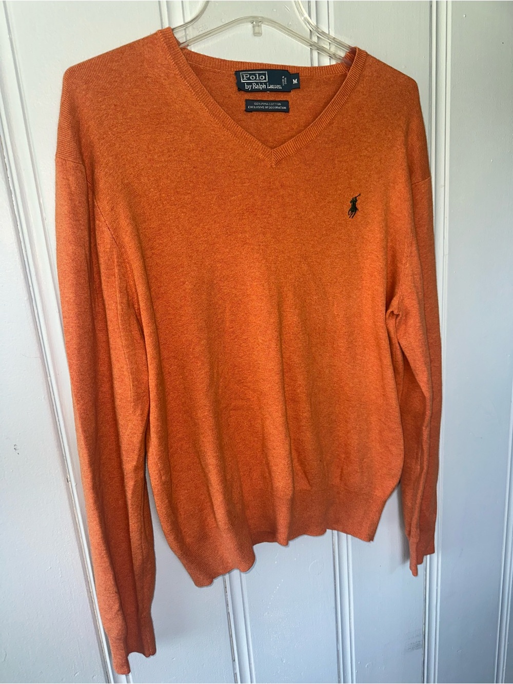 Polo by Ralph Lauren Vintage Orange Jumper 100% Pima Cotton Sweater size M
